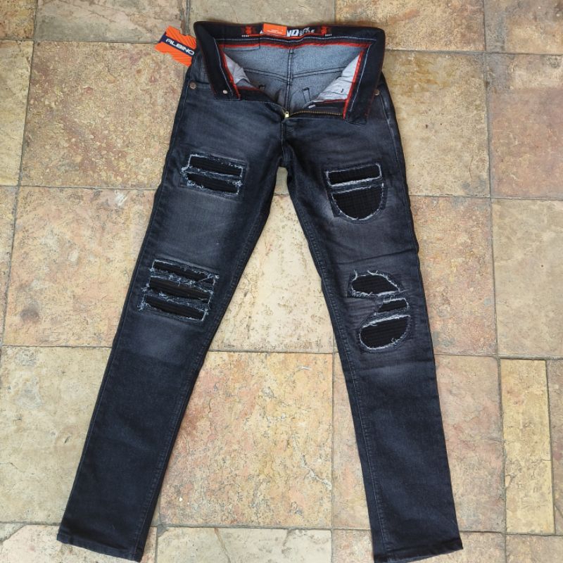 CELANA JEANS RIPPED RUCAS PANJANG PRIA SELVEDGE PINGGANG