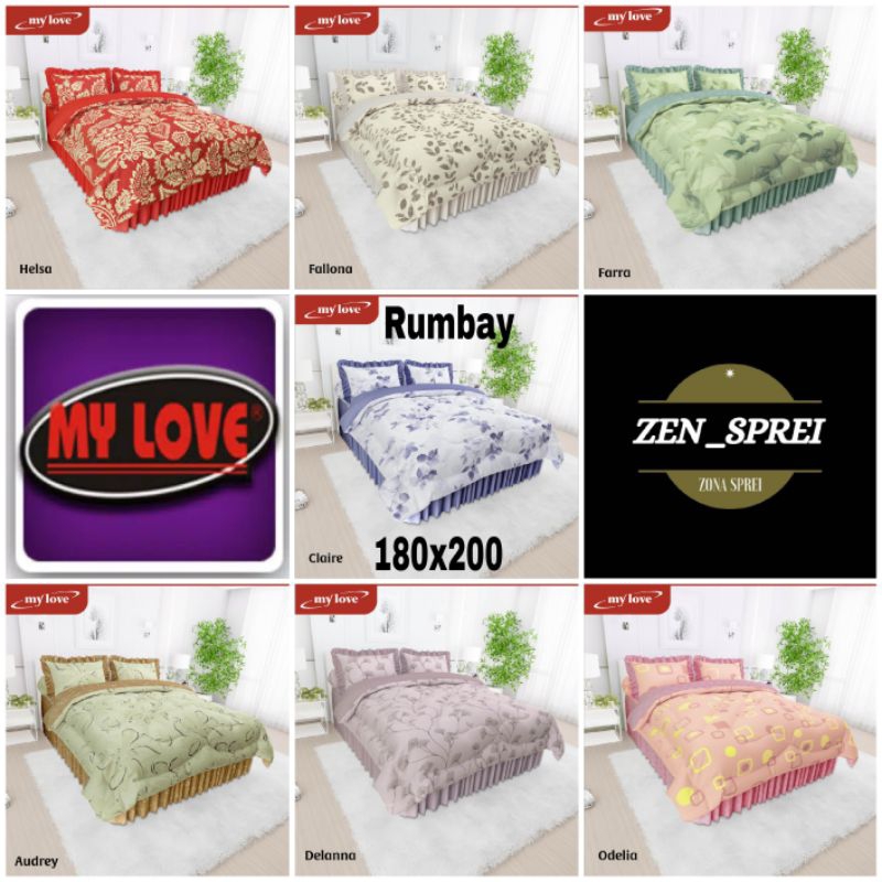 Bedcover set all new my love rumbay ukuran 180x200 t30 - motif terlaris - kasur no.1
