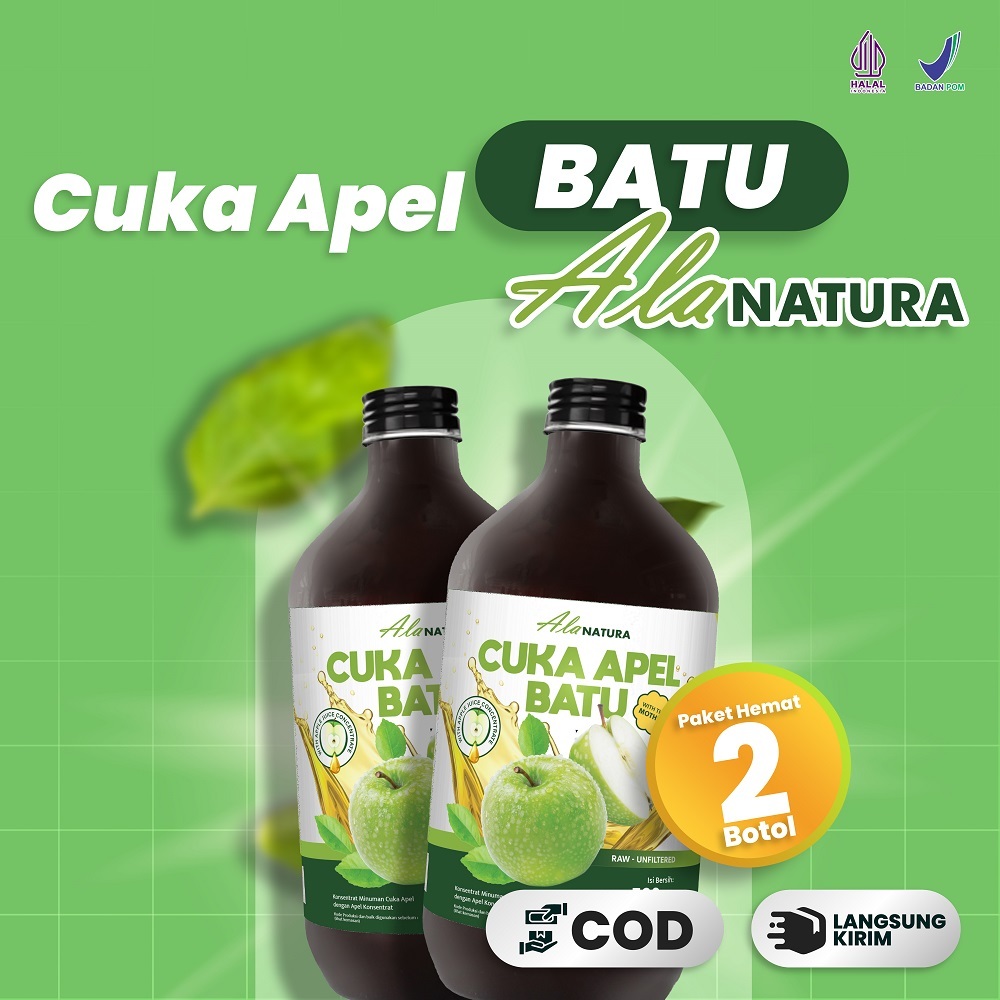 

Cuka Apel Hijau Batu Alanatura 500ml - Paket Hemat 2 Botol Bantu Turunkan Kolesterol & Berat Badan