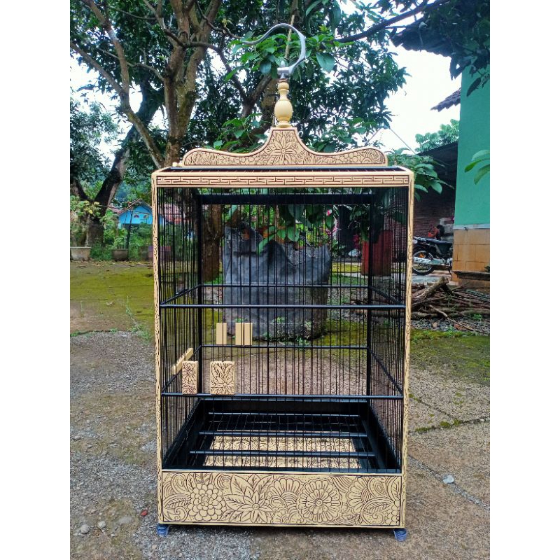 sangkar ukir nomor 2 warna kuning gading