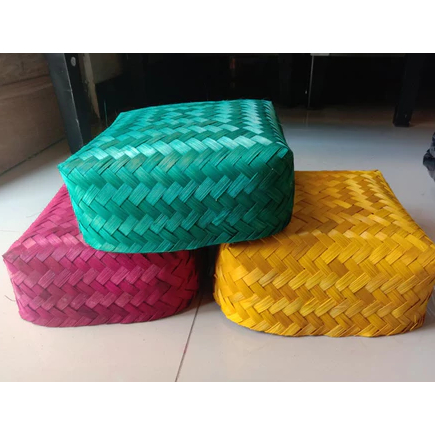 Besek Bambu Warna Sepasang - Hampers Besek Warna Pita