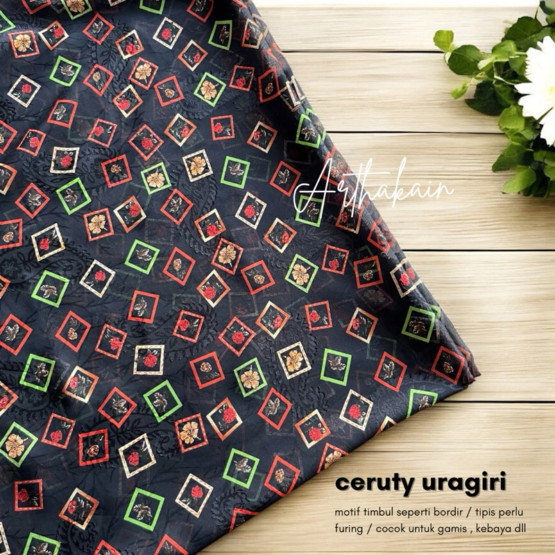 kain ceruty premium motif kotak / kain kebaya / kain gamis