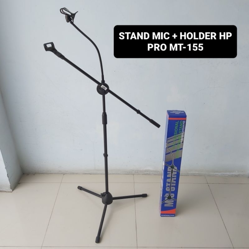 Stand Mic Plus Holder HP Pegangan Hp Tiang Microphone