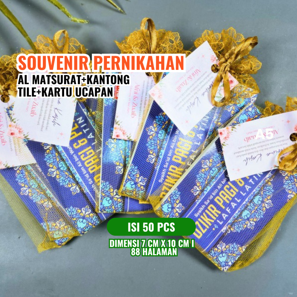 Souvenir Pernikahan Al Matsurat Dzikir Pagi Sore/Plus Tile dan Kartu Ucapan
