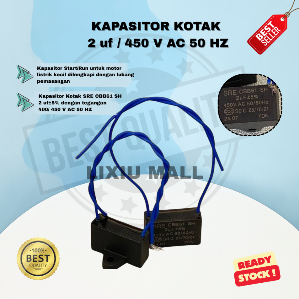 KAPASITOR KOTAK  2 uf / 450 V AC 50 HZ