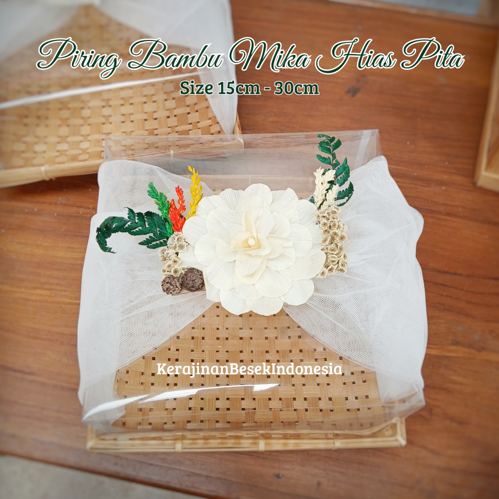 

BOX MIKA HANTARAN PERNIKAHAN /HAMPERS BONUS PITA CANTIK Piring kotak 15cm-30cm mika parsel murah bambu