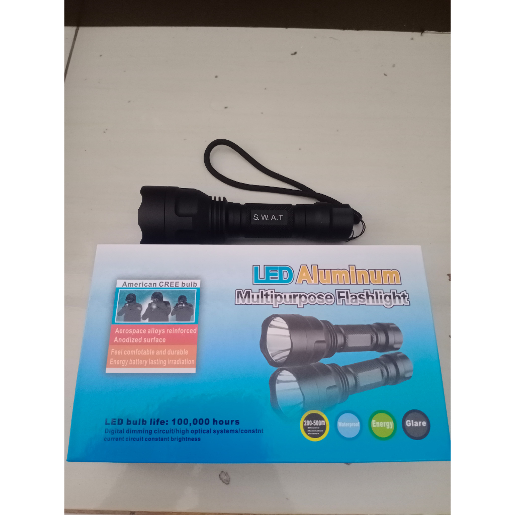 Senter LED C8 nyala kuning - CAHAYA KUNING