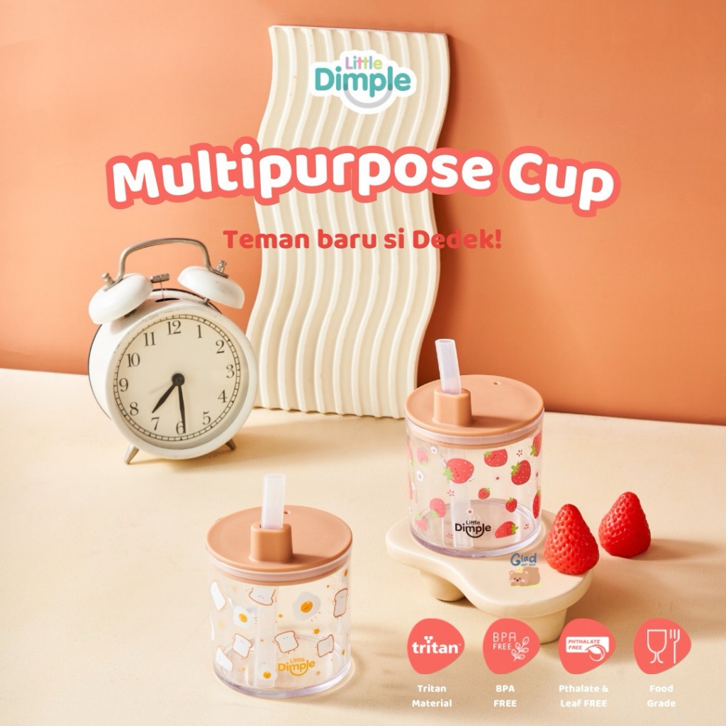 Little Dimple Multipurpose Milk Cup - Straw Cup - Training Cup - Gelas Minum Anak