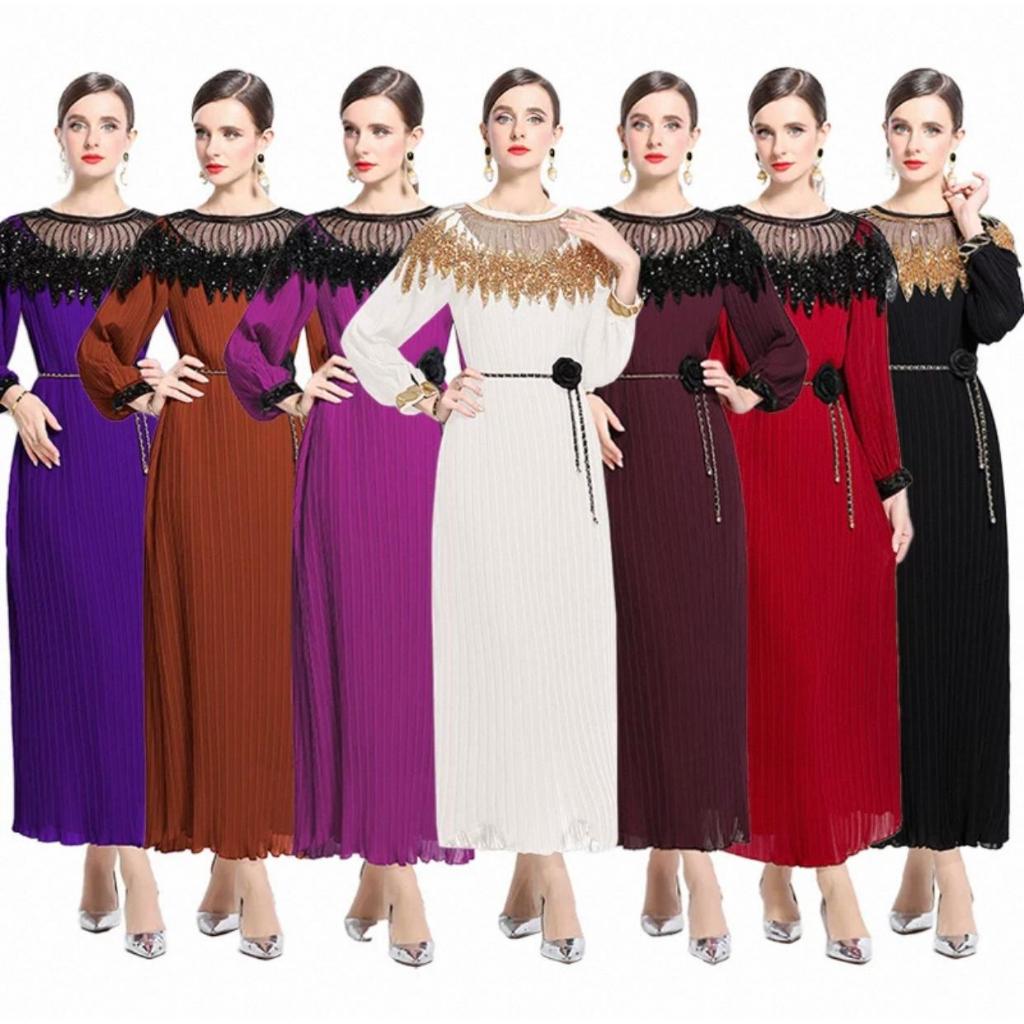 ECF-Gaun Lentera Manik Dress Prancis Heavy Beaded