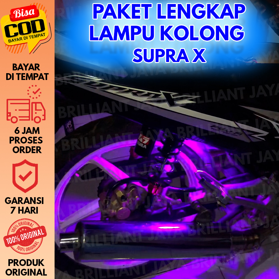 PAKET LENGKAP LAMPU KOLONG LED SUPRA X BONUS STIKER HOLOGRAM 2 LAMPU KOLONG + KABEL 3 METER + SAKLAR