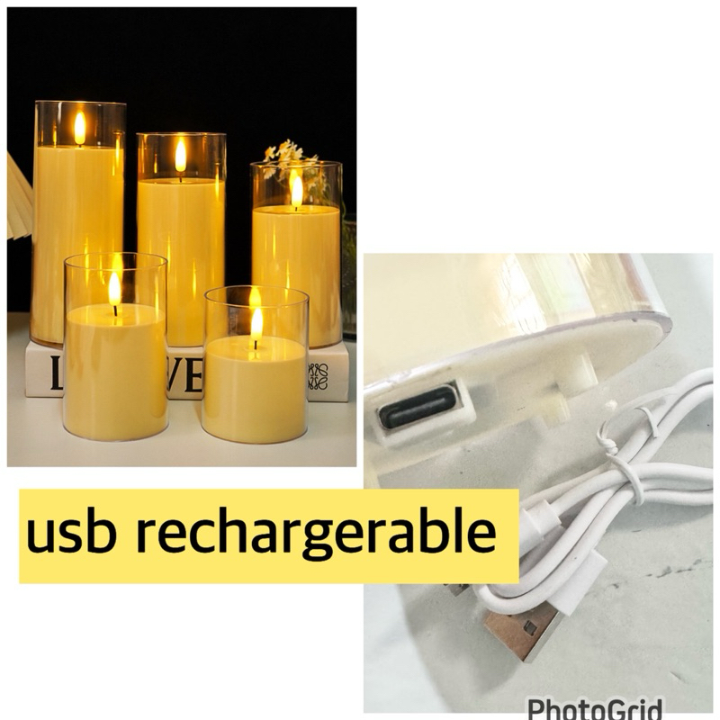 LILIN CAS Candle rechargerable D=7.5 cm usb cas lilin elektrik lilin dekorasi pesta lilin led GELAS