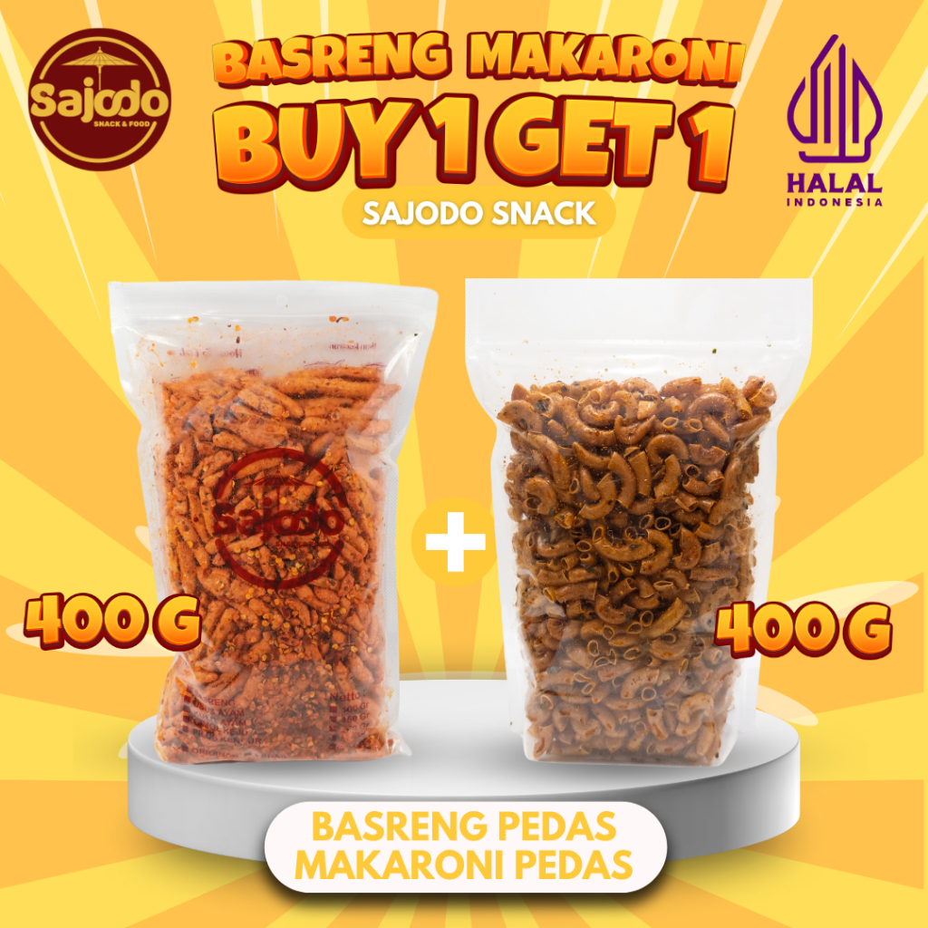 

BUY 1 GET 1 Basreng 400 Gram + Makaroni Cikruh 400gram By Sajodo Snack