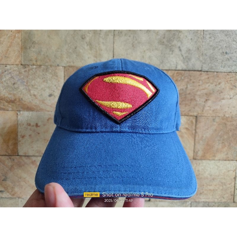 Topi bordir logo Superman original fashion pria/wanita