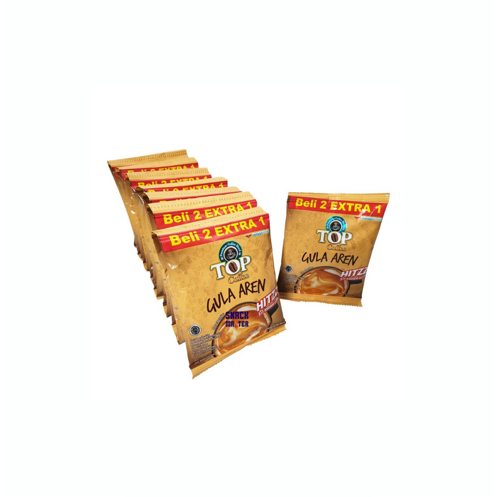 

Top Coffee Kopi Instan Gula Aren 1 Renteng 15 pcs ( 10 + 5 ) 22g