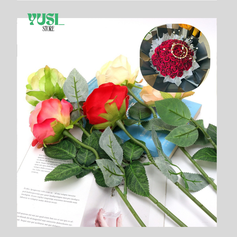 Buket Bunga Plastik Bunga Mawar 1 tangkai Bunga Artficial Rose Hias Dekorasi Buket Bouquet 1 Tangkai