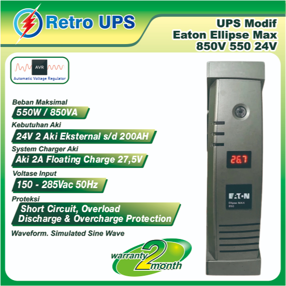UPS Modifikasi Eaton Ellipse Max 850 24V Modif aki luar