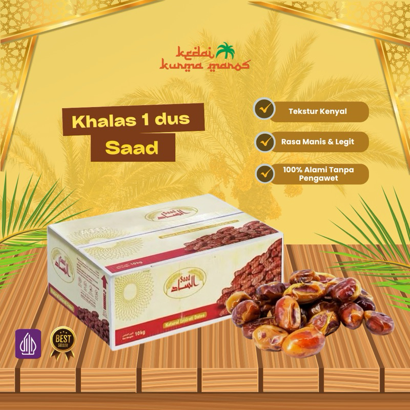

Kurma Khalas Saad Dus 10Kg Grosir Makanan khas Arab Oleh-oleh Haji & Umroh Premium Madinah