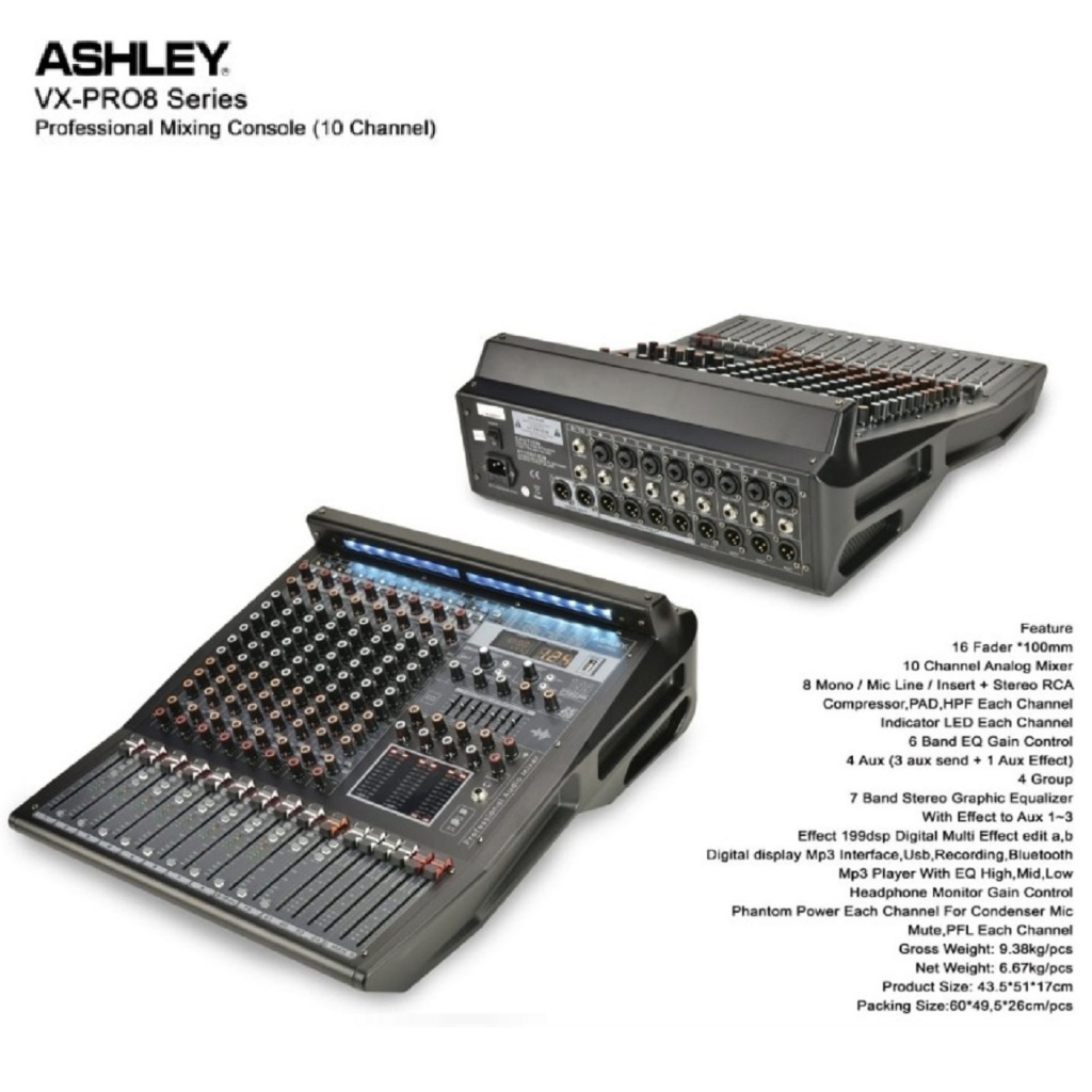 ASHLEY VX PRO8 8CH MIXER ASHLEY VX PRO 8 GARANSI ORIGINAL