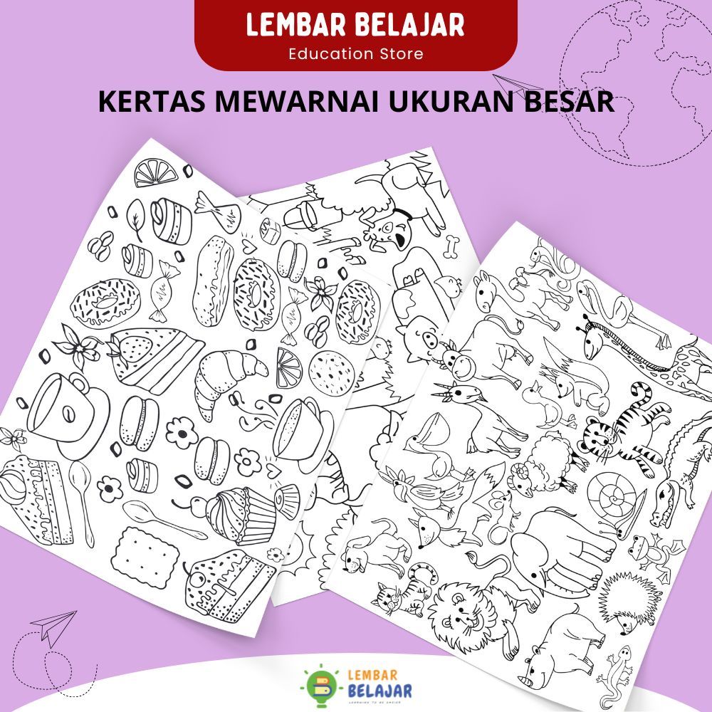 

LEMBAR BELAJAR Kertas Mewarnai Anak Ukuran A3+ Mainan Edukasi Anak HVS 100Gsm