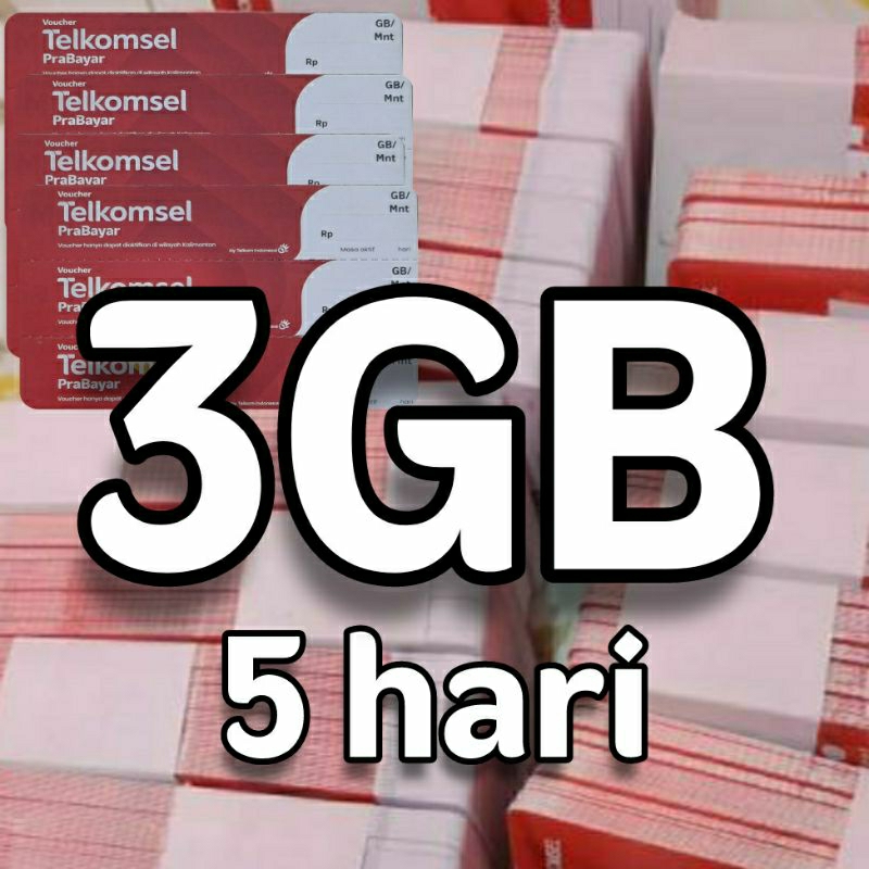 VOUCHER TELKOMSEL 3GB 5hari Zona 3 (Kalimantan)