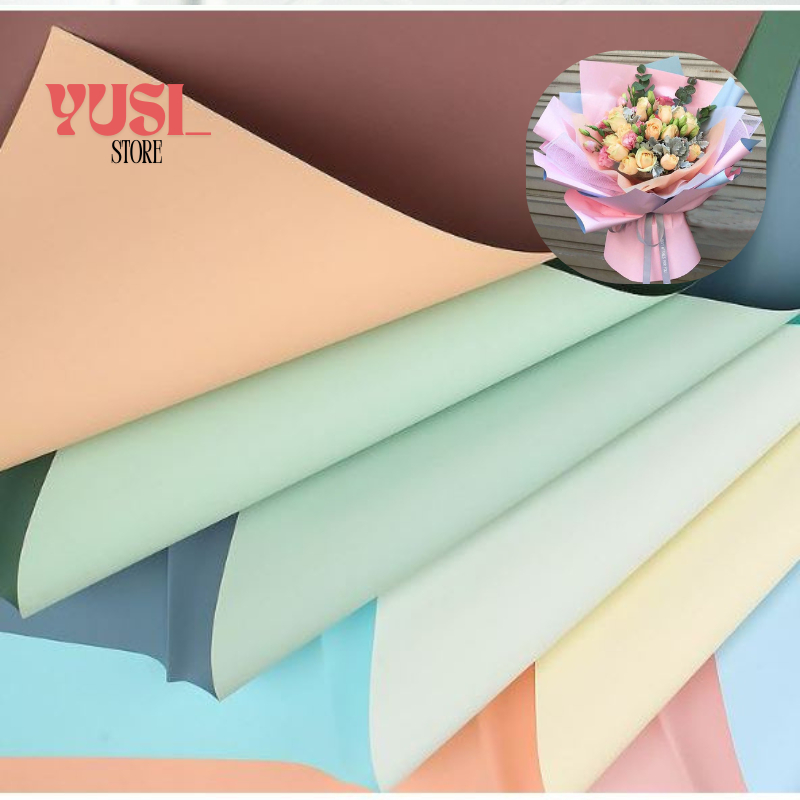 

Isi 20 LEMBAR Flower Wrapping Paper Dua Warna Pastel Polos Kertas Buket Bunga Bi Color Cellophane KB021