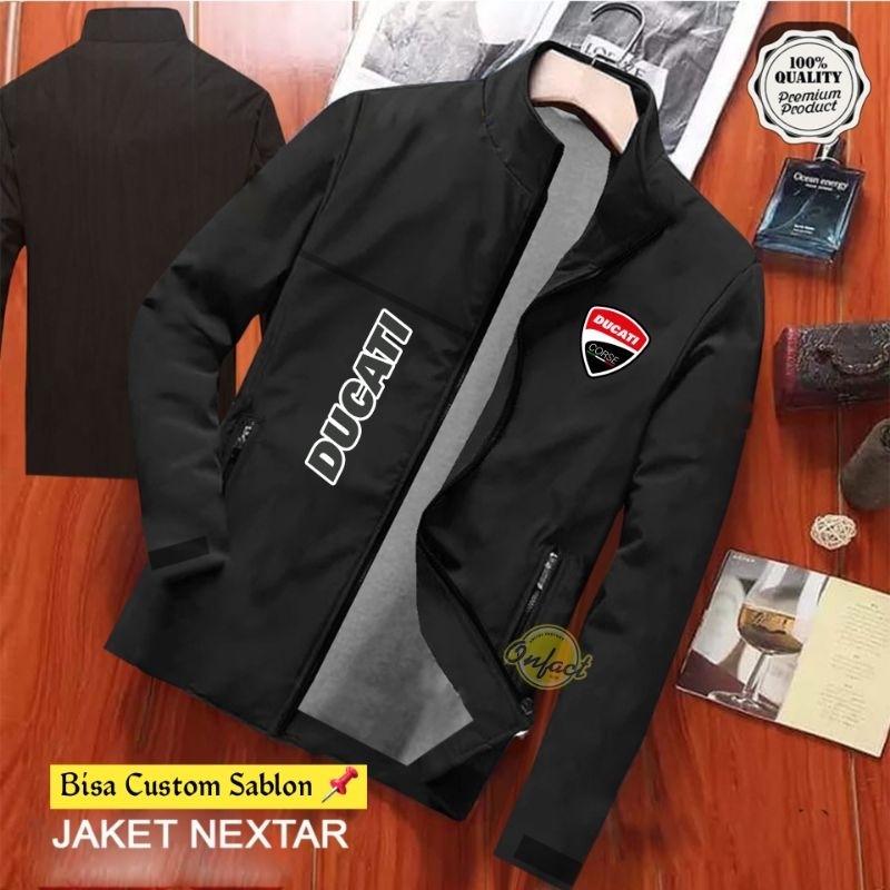 Jaket sablon DUCATI LENOVO - jaket DUCATI MOTOGP - rompi DUCATI - topi DUCATI - bahan tebal