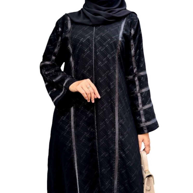 ABAYA WANDA JETBLACK EMBOS ALKHATIB COLLECTION S M L XL XXL Muslim Wanita Gamis Turki Dress Hitam De