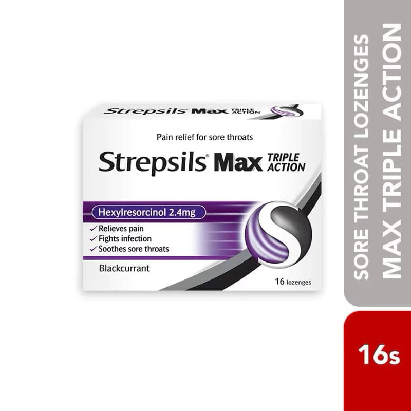 

Strepsils Max Triple Action Blackcurrant Lozenges 16’s | Sore Throat