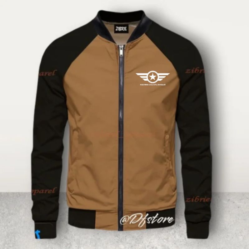 Jaket Bomber Zipper Pria Dewasa / Jaket Bomber model Zipper Murah / Jaket Bomber bahan Katun Flacee 