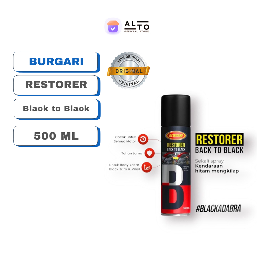 Burgari Restorer [500ml] Wetlook Pengkilap Penghitam Instan Body Kasar & Halus Motor Mobil