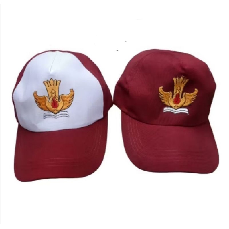 topi sd polos topi sd putih belakng karet bordir komputer
