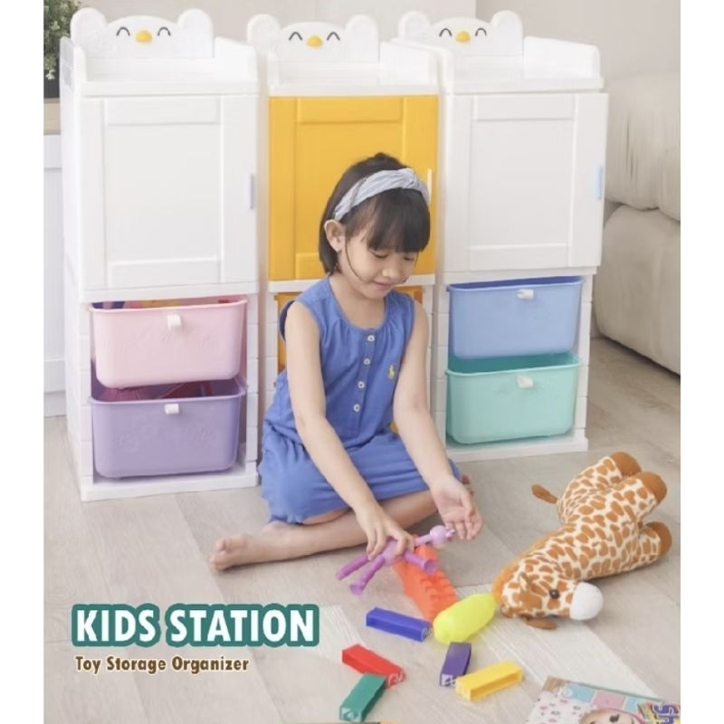 LEMARI BESAR ANAK STORAGE SUSUN RACK SUSUN BUKU MAINAN BAJU PLASTIK WARNA WARNI RAK LACI KAMAR DRAWE