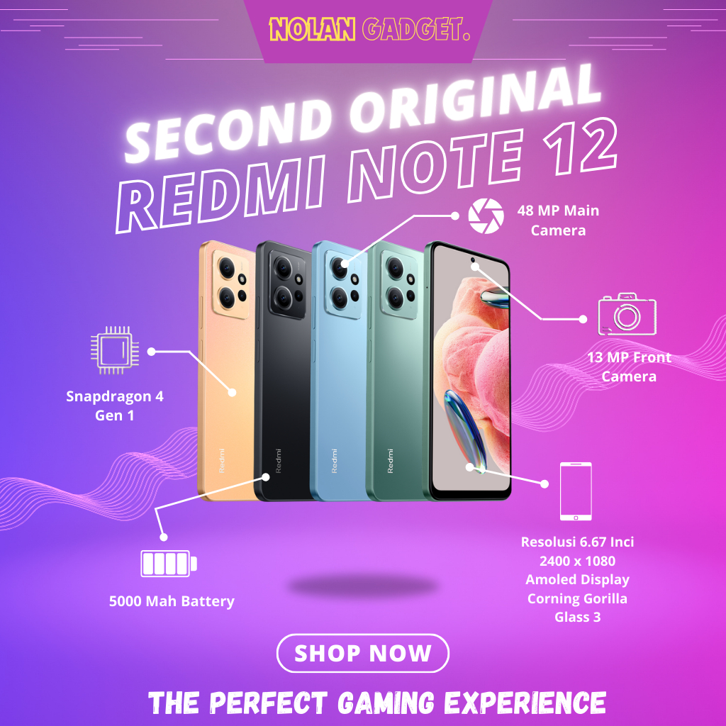 REDMI NOTE 12 RAM • 4/128 • 8/128 GB • 8/256 FULLSET MULUS (SECOND)