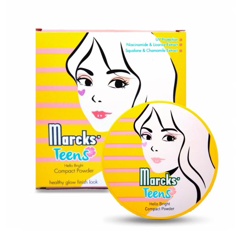 Marcks’ teens compact powder || BEDAK PADAT MARCKS PAKAI KACA