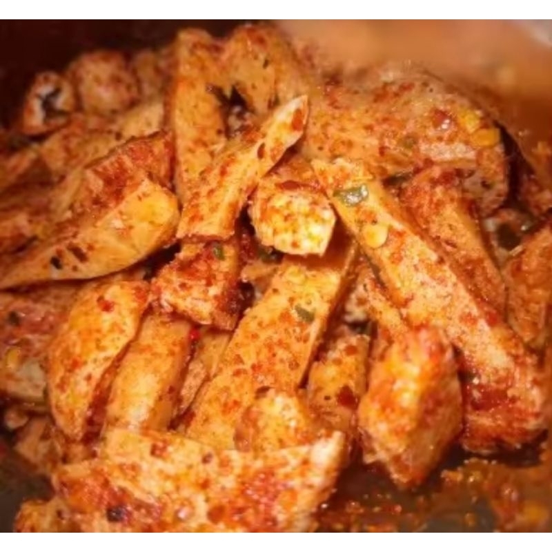 

Cemilan viral basreng pedas/basreng daun jeruk