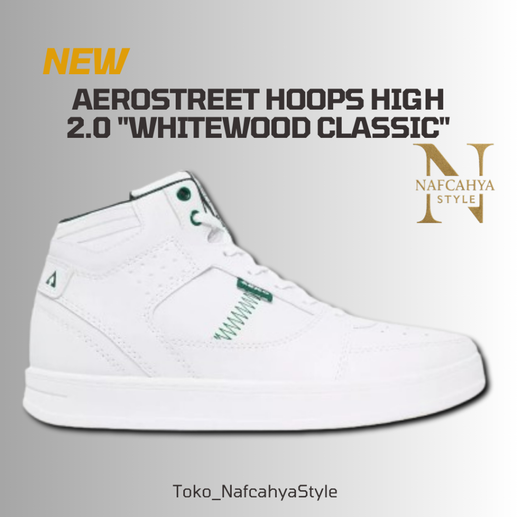 Nafcahya Style Sepatu Sneakers Casual Aerostreet Putih Putih Hijau Tua