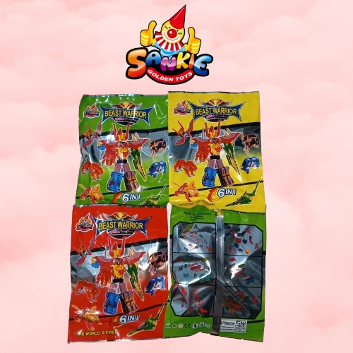 Sankie Beast / Animal Warrior 6 In 1 Mainan Robot Rakit Anak