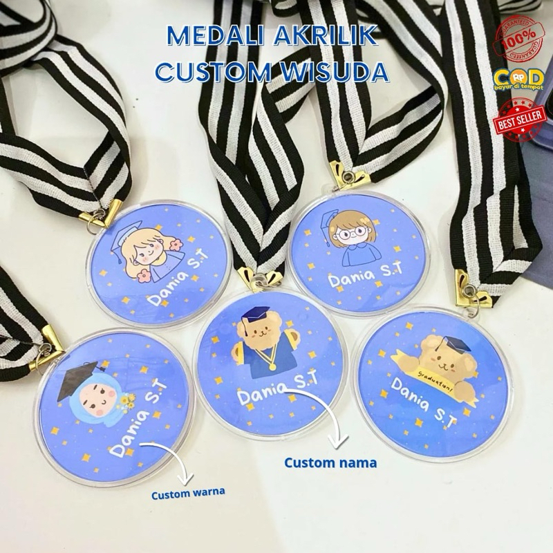 Medali Akrilik Custom - Kalung Wisuda Gordon Wisuda Plakat Akrilik Custom Mendali Custom Mendali Med