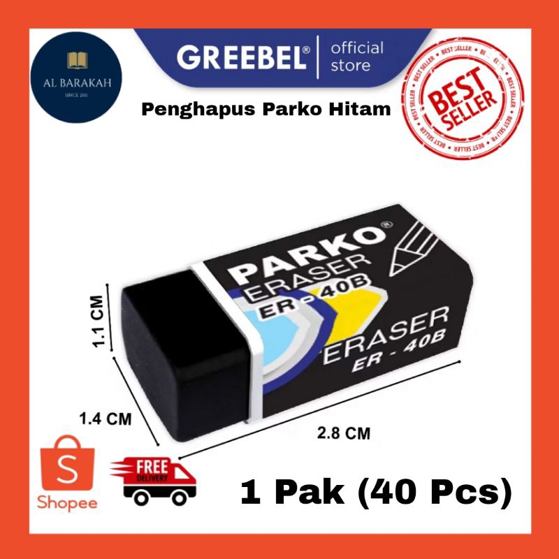 

1 Pak (40 Pcs) !!! penghapus PARKO Hitam Eraser Stip Hapusan ER-40B S (40 PCS) Penghapus Pensil / Alat Tulis Sekolah