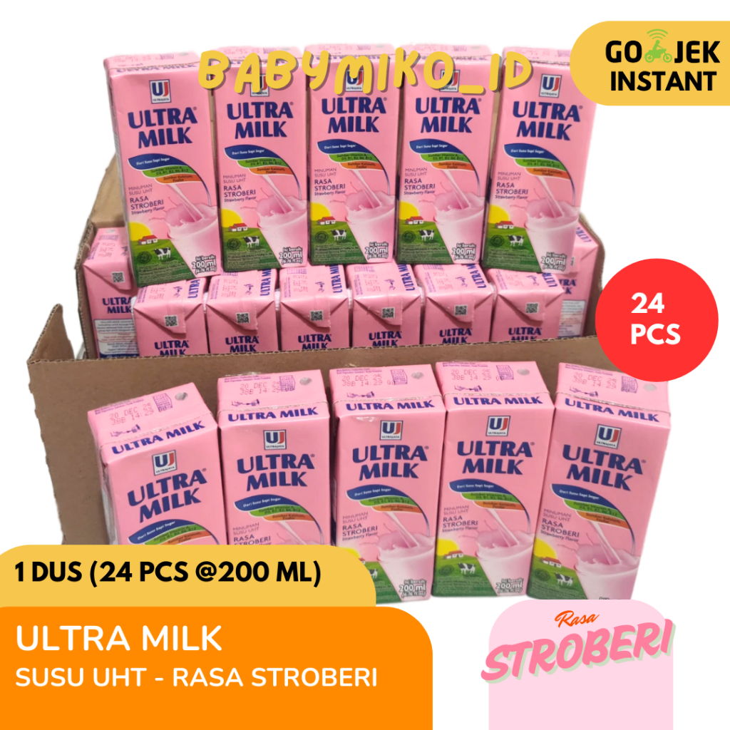 

[Harga Agen] Susu Ultra Milk Rasa Stroberi, Susu UHT Ultra Milk Strawberry 1 karton isi 24 pcs@200ml