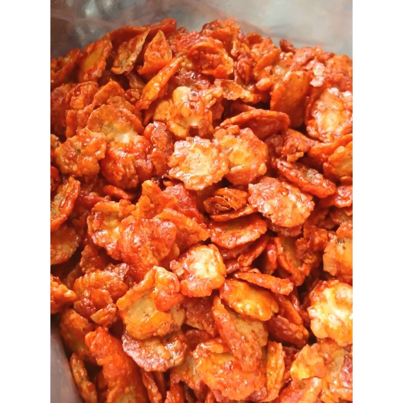 

Emping melinjo pedas manis 250 gram/emping/snack kiloan