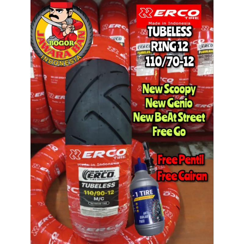 Ban Motor Matic Tubeless Ring 12 Merk ERCO Untuk New Scoopy New Genio FreeGo New BeAt Street Free Do