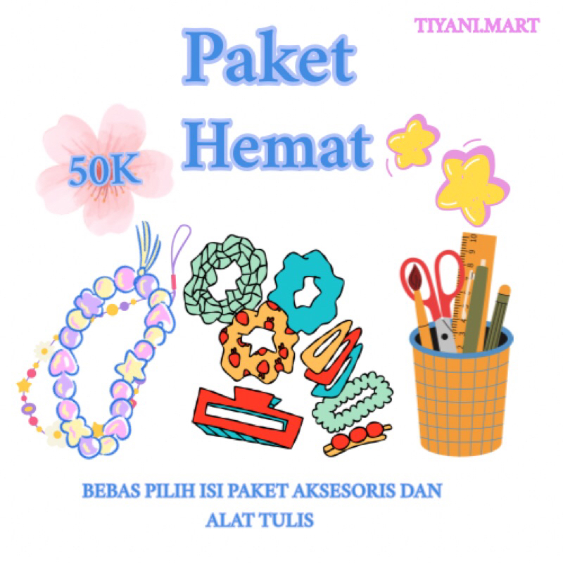 

TIYANI.MART Paket Hemat 50k Aksesoris Campur Alat Tulis