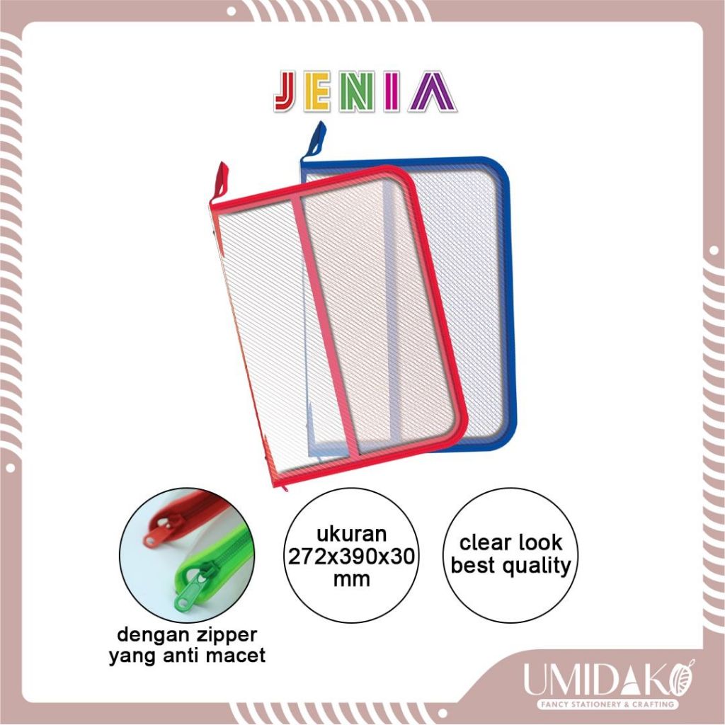 

[UMIDAKO] MAP PLASTIK JARING RESLETING JENIA / ZIPPER BAG SCHOOL / MAP FOLIO RESLETING / JENIA