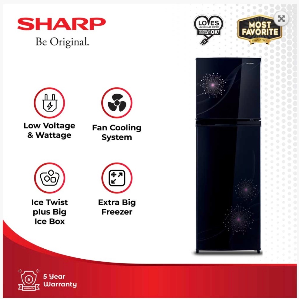 SHARP KULKAS 2 PINTU KECIL SMALL 2 DOOR REFRIGERATOR SJ317MGD SERIES