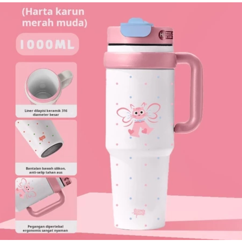 COD Gelas Tumbler Stainless Vacuum Portable Thermos Botol Minum Besar 1000ml