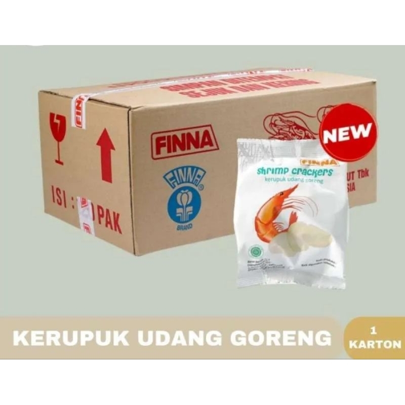 

Krupuk- kerupuk udang finna 10 gr. 1 dus isi 120 pcs-60 pcs-10 pcs