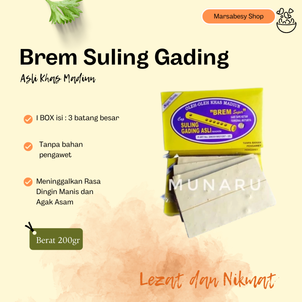 

NEW Brem Suling Gading BESAR isi 3 Jumbo 200g Madiun MURAH BERKUALITAS