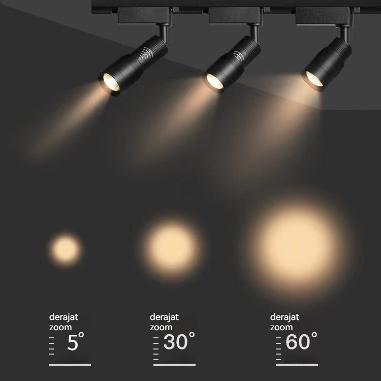 lampu track 3w lampu plafon lampu rumah bisa setting beam angle 5° - 60° sudut balok track light