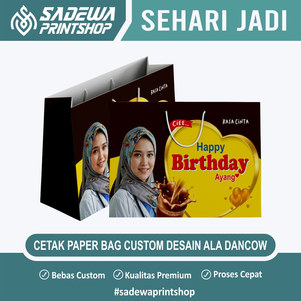 

KADO ULANG TAHUN PAPERBAG Custom Muka Foto Sendiri Desain Ala Dancow | termurah